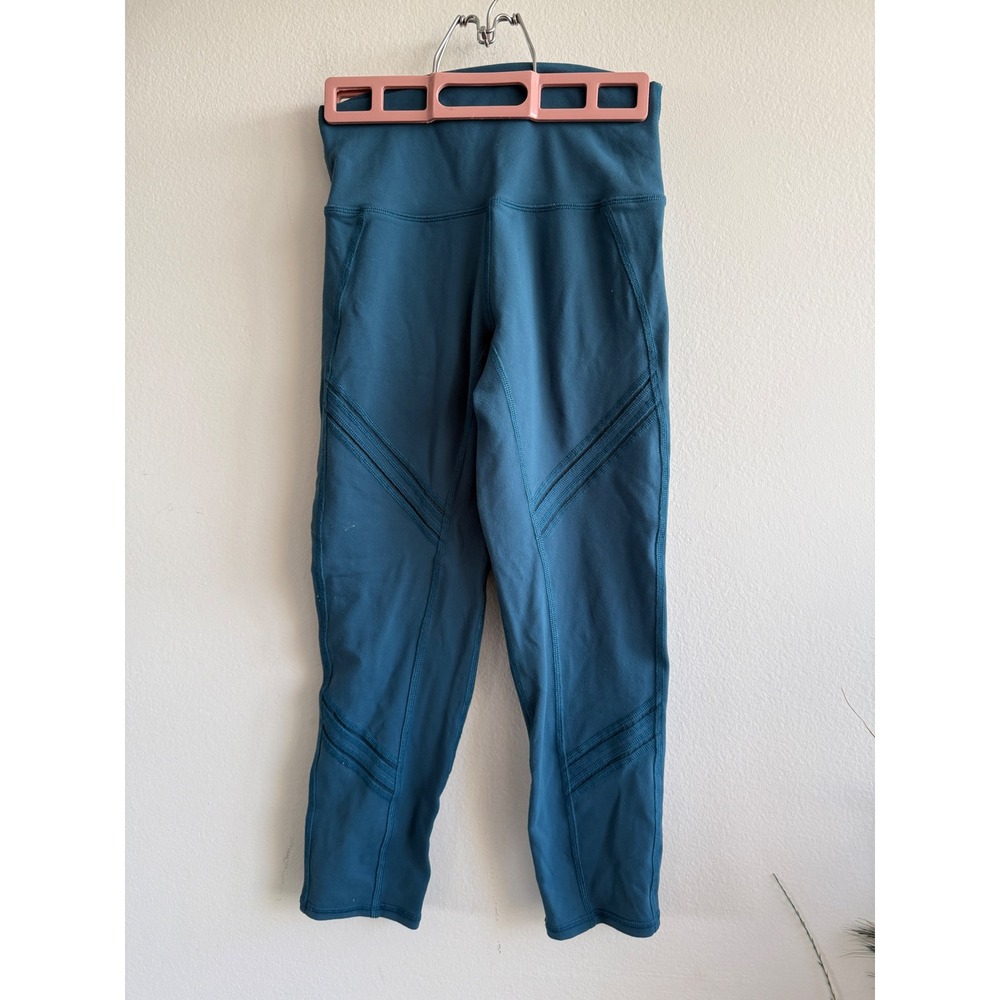 Alo Yoga Women Teal Blue Moto High Waist Mesh Quilted Crop Leggings Size S - Picture 4 of 8